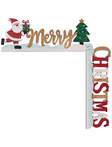 Ornement de cadre de porte d'angle en bois de noël, décoration de noël pour cadre de porte, décoration de cadre de porte de renne père noël, fournitures de noël de noël