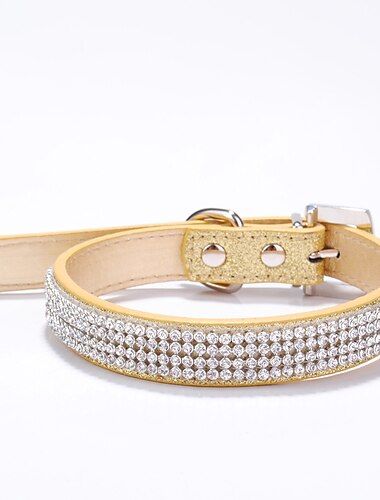  Dog Collar Adjustable / Retractable Rhinestone PU Leather Purple Red Blue Pink Black for Girl Dog