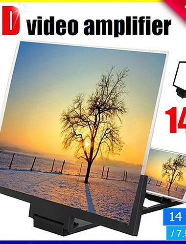 Loupe d'écran de téléphone portable 14 pouces/2023 pouces, écran plat 3d hd, protection contre les radiations, loupe support de téléphone portable