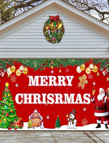 عيد الميلاد باب المرآب راية داخلي في الهواء الطلق عطلة عيد الميلاد خلفية سعيدة غطاء الديكور عيد الميلاد سنة جديدة سعيدة راية غطاء باب كبير زينة عيد الميلاد