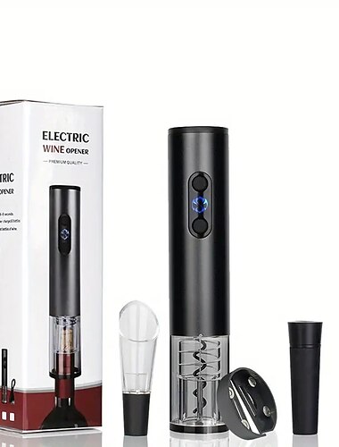 Ensemble d'ouvre-bouteille de vin électrique avec aérateur coupe-capsule et conservateur sous vide - ouvrez et conservez sans effort vos vins préférés