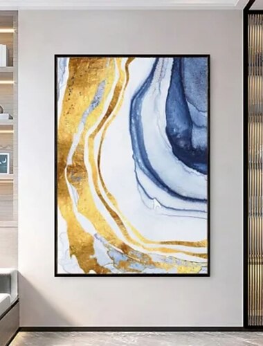 Peinture à l'huile faite à la main toile art mural décoration art abstrait qui coule feuille d'or pour la décoration intérieure cadre tendu peinture suspendue