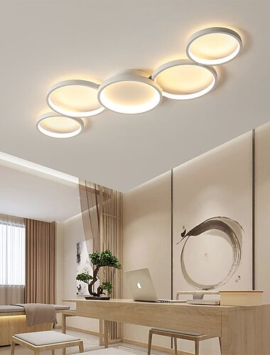 אור תקרה לד עיגול ניתן לעמעום עיצוב מודרני מתכת תליית נברשת אור 5 ראשי led השעיה אור תקרה יצירתי תלייה אור תקרה בצבע שחור לסלון מסעדה בר 110-240v