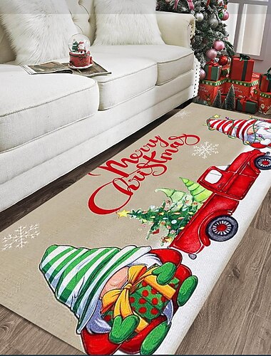 קישוטי חג המולד אזור חג המולד שטיח גמדים מחצלת רצפה ללא החלקה ליד המיטה סלון חדר שינה מקורה חיצונית