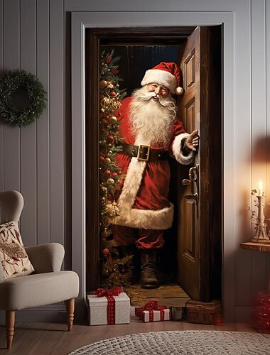 decorazioni natalizie per porte babbo natale renne copriporta arazzo per porte tenda per porte decorazione sfondo natalizio striscione per porta per porta d'ingresso decorazioni per feste di Natale