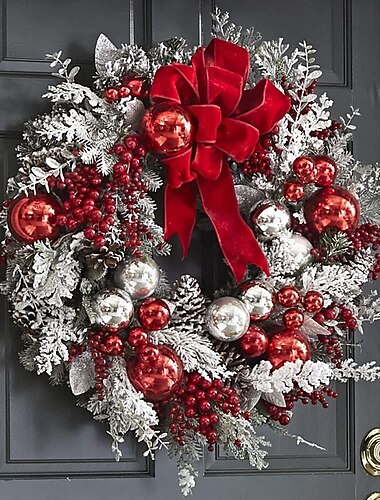 2022 karácsonyi pelyhesítő koszorú ajtó függő karácsonyi díszek karácsonyi koszorú rattan fejjel lefelé fadíszek