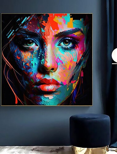 bedst på lærred håndlavet abstrakt portræt oliemaleri den varme farve håndmalet kniv david palet kvinde ansigt oliemalerier