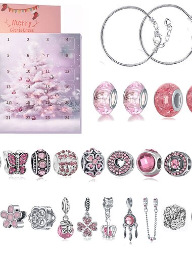 Kerst Advent Kalender 2025 Kerstcadeau Aaftelarmbanden Maakset 24 Dagen Kerstcadeau DIY Charms en Armbanden voor Meisjes Vrouwen Kinderen