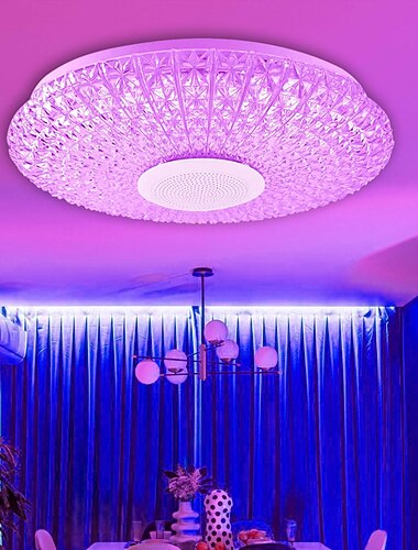 led musik loftslampe 15,6 i 36w med bluetooth højttaler fjernbetjening farveskift fjernbetjening / smartphone app kontrol velegnet til køkken stue soveværelse børneværelse korridor