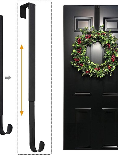1 stk justerbar trekk-lang juledørhengekrok, blomsterlenke dag dekorasjon dørkrok, dør bak uttrekkbar krokbrakett