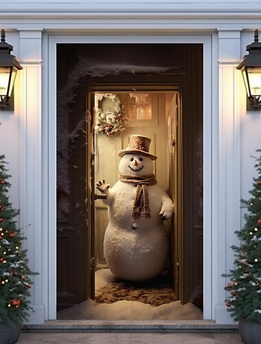 Weihnachts-Türdekorationen, Schneemann-Türabdeckungen, Türteppiche, Türvorhänge, Weihnachtsdekoration, Hintergrund, Türbanner für die Haustür, Bauernhaus, Urlaubsparty-Dekoration