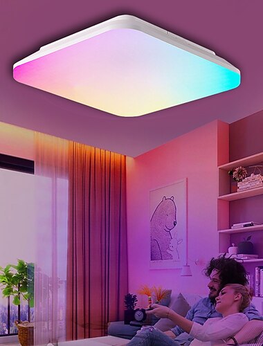 Wireless Remote Control RGBCW Full Color Temperature LED Ceiling Lamp 11 inch 24W Square Dimming and Color Matching Regular Home Lighting Holiday Decoration Atmosphere Ceiling Lamp AC110V / AC220V
