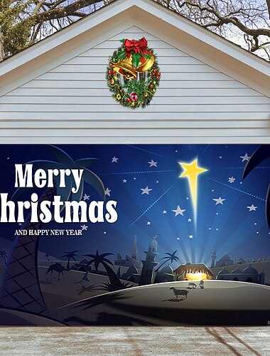 bannière de porte de garage de Noël, vacances de Noël intérieures et extérieures, fond heureux, couverture de décoration, bannière de bonne année de Noël, grande couverture de porte, décoration de