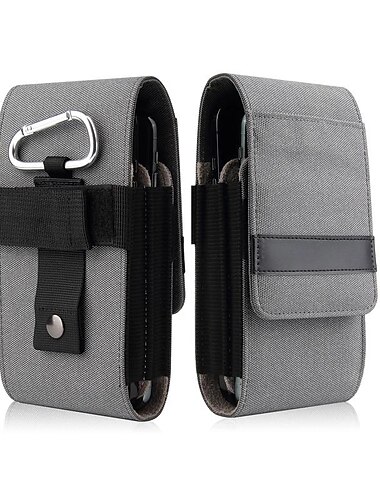 Funda de teléfono de doble bolsillo de nailon vertical, funda con clip para cinturón, soporte para estuche, tela Oxford, bolsa para teléfono móvil deportivo, diseño de doble división, organizador de