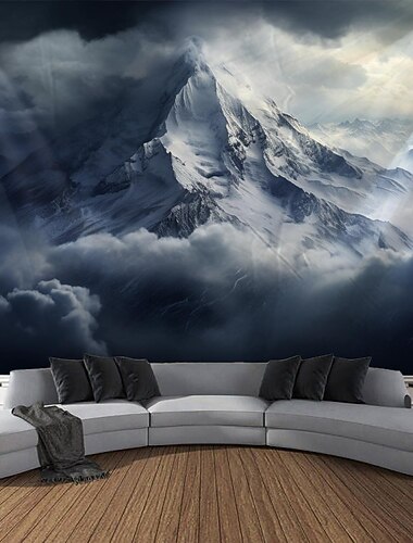 śnieżna góra wisząca gobelin sztuka ścienna duży gobelin mural wystrój fotografia tło koc zasłona strona główna sypialnia dekoracja salonu