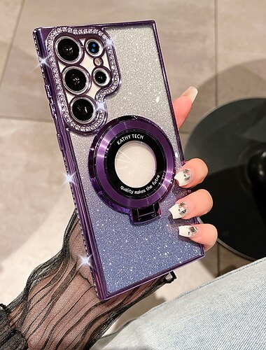 telefon Maska Pentru Samsung Galaxy S26 Ultra Plus S25 S24 S23 Ultra Plus S22 Plus Ultra Capac Spate Caz de adsorbție magnetică rezista Acceptă încărcarea fără fir Bling Glitter Strălucitor TPU