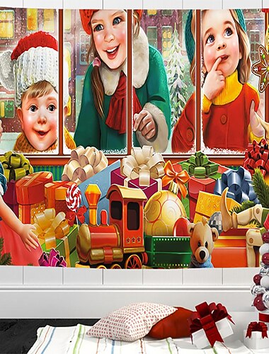 décorations de noël arbre lampe suspendus tapisserie mur art noël grande tapisserie décor mural photographie toile de fond couverture rideau maison chambre salon décoration