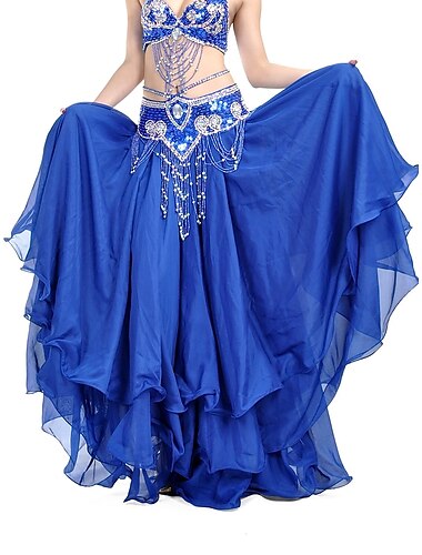 Belly Dance Skirt Draping Tier Women's Training Natural Chiffon