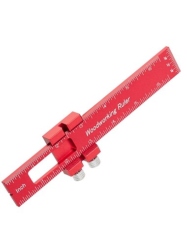 Werten Sie Ihre Holzbearbeitung mit diesem Präzisions-Taschenlineal auf: Schiebelineal aus Aluminium mit Zoll- und metrischen Maßen, T-förmigem Anreißwerkzeug und quadratischem Layout-Werkzeug