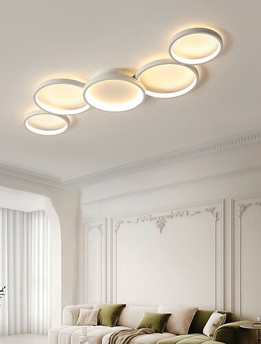 LED-Deckenleuchte, Kreis-Design, 100 cm, moderne Hängeleuchte aus Metall, 5 Köpfe, LED-Pendelleuchte, kreative Hänge-Deckenleuchte in Schwarz für Wohnzimmer, Restaurant, Bar, 110–240 V