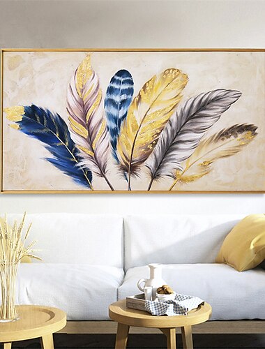 fait à la main peint à la main peinture à l'huile art mural moderne abstrait plume nature morte paysage décoration de la maison décor toile roulée pas de cadre non étiré