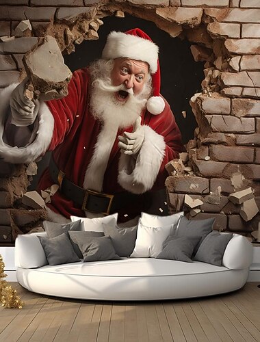 Weihnachtsdekorationen Santa kaputt Wandbehang Wandteppich Wandkunst Weihnachten große Wandteppich Wandbild Dekor Fotografie Hintergrund Decke Vorhang Haus Schlafzimmer Wohnzimmer Dekoration