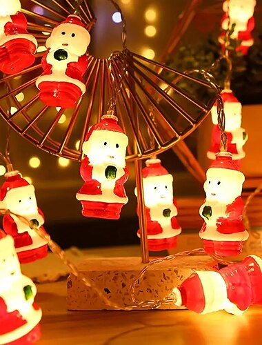 julenisse lysstreng 1,5m 10leds 3m 20leds batteridrevet julefest hjemmevindu balkong terrasse vanntett dekorasjon