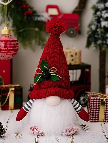 1 unidad de gnomos navideños iluminados, decoraciones de felpa, gnomos, muñecas decorativas hechas a mano, decoración navideña para el hogar, decoración para fiestas