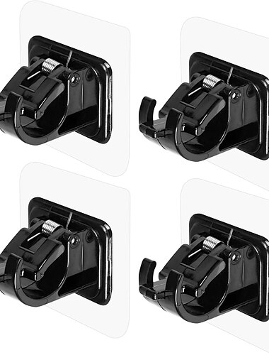 Support de tringle à rideau auto-adhésif, 4 pièces, clips de tringle à rideau sans poinçon, crochet sans clous, support réglable pour tringle à rideau de douche