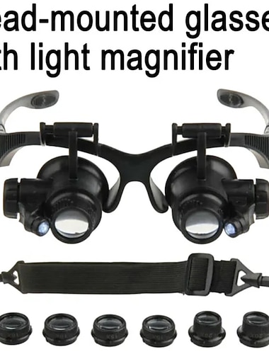 Lampe à LED bijoutier loupe 15x 20x 25x lentille loupe lunettes loupe bijoux évaluation montre réparation
