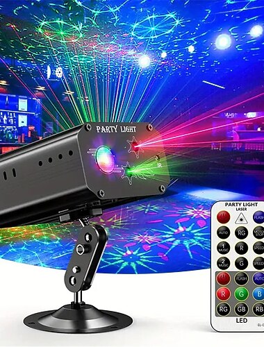 Lumières de fête lumières disco DJ lumière stroboscopique lumière de scène activée par le son projecteur à motifs multiples avec télécommande pour fêtes bar décorations de spectacle en direct cadeau