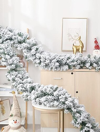1ks, vánoční věnec se sněhem, umělý vánoční věnec zasněžený, zimní matný vánoční věnec z borovice bílý cedrový věnec na schody na vánoční stromeček krbová výzdoba vánoční věnec.