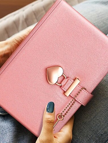 Diario B6 de cerradura con forma de corazón - Lindo candado en forma de corazón regalo perfecto para festivales para escribir y llevar un diario