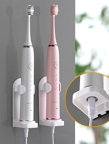Selbstklebender elektrischer Zahnbürstenhalter, wandmontierter, verstellbarer Zahnpasta-Organizer, stanzfreier Zahnbürstenkörper-Basisständer für Badezimmer