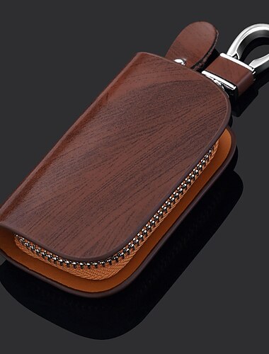 Premium-Autoschlüsseletui aus echtem Leder – Schlüsselanhängerschutz und Schlüsselanhängerhalter mit Reißverschlusstasche für Autozubehör