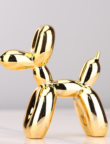 Glänzende Ballon-Hundestatue, Heimdekoration, moderne Kunst, flippige Statuen für Couchtisch, Küchendekoration, Dekor, trendige Farbschemata, Raumästhetik, Metallstruktur, Goldskulptur, Hund