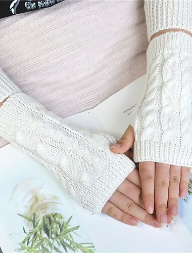 monokrome strikkede hansker korte halvfinger varme hansker elastiske fingerløs berøringsskjerm høst vinter hansker
