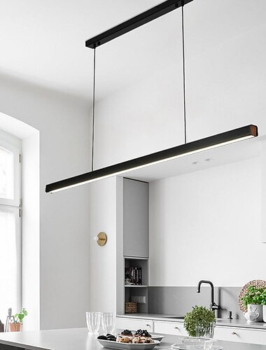 モダンな LED ペンダント照明調光可能な LED シャンデリアリニアデザイン 60/80/100 センチメートル吊り下げ照明器具ダイニングルームキッチンアイランド朝食エリアリビングルーム 110-240v