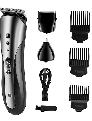 Tondeuse à cheveux 3 en 1 professionnelle électrique rechargeable sans fils tondeuse à barbe poils du nez oreilles rouge noir pour coiffeur hommes Cadeau de Saint-Valentin