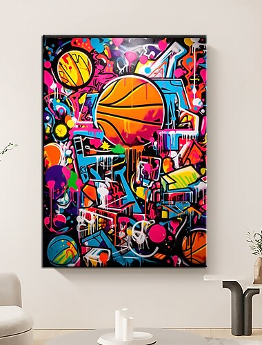 Pintura al óleo pintada a colgar Pintada a mano Vertical Arte pop Arte callejero Vintage Moderno Incluir marco interior