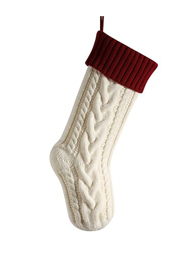 Kabelstrikkede julestrømper, 18 tommer store peishengende strømper til julepynt, julegave