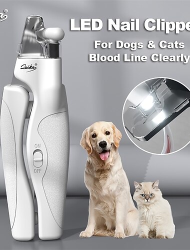 Nagelknipser für Haustiere mit Licht für Hunde und Katzen – wiederaufladbar, einfaches und sicheres Trimmen mit Präzisionsklingen und LED-Licht