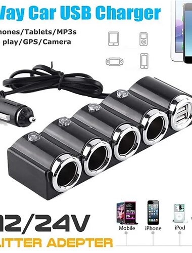 multifunktion 4-vejs 12v-24v bil cigarettænder splitter multi socket dobbelt usb stik oplader