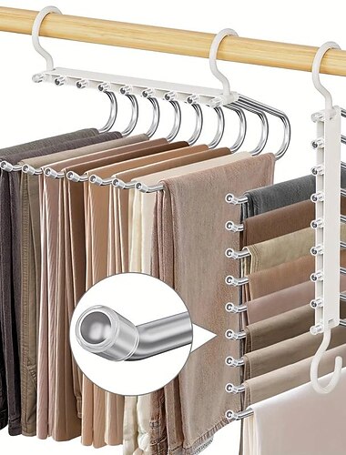 1pc mise à niveau 9 couches cintres pour pantalons, cintres pour jeans peu encombrants, porte-pantalons multifonctionnel antidérapant, organisation de placard pour pantalons jeans leggings pantalons jupes