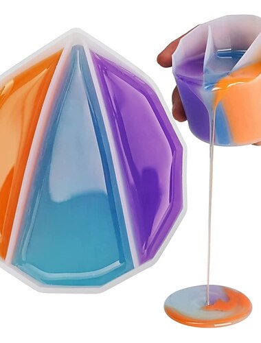 Geteilte Silikonbecher, 4 Stück, verdickte und haltbare Harzmischbecher, flüssige Kunst, Acrylfarbe, zum Ausgießen, Zeichnen, Ausgießen von Harz, zum Selbermachen, zum Basteln von Kunstzeichnungen aus