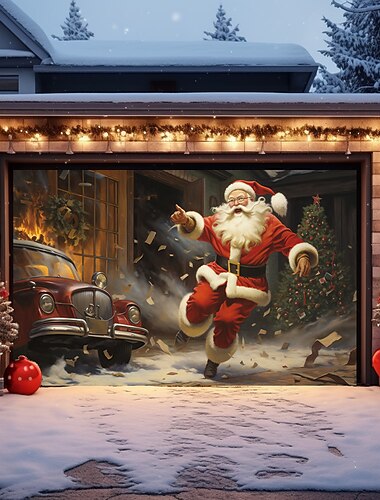 kerstdeurdecoraties buiten garagedeurhoes kerstman kerstdeurbanner kerstman sneeuwpop grote deur muurschildering achtergronddecoratie voorvakantiehuis muurdecoraties