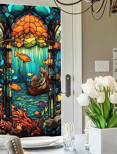 vitráže okenní fólie barevné okenní samolepky vitráže elektrostatické odnímatelné okno soukromí barevné dekorativní fólie pro domácí kancelář