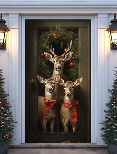 decorazioni natalizie per porte pupazzo di neve copriporta arazzo per porte tenda per porte decorazione sfondo natalizio striscione per porta per porta d'ingresso decorazioni per feste di Natale