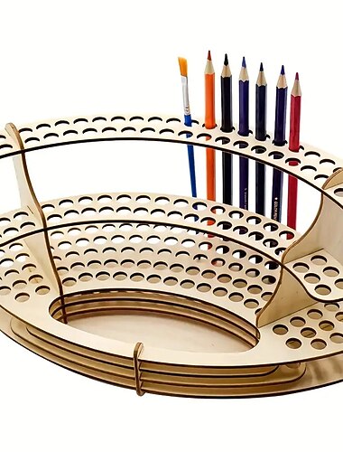 1kpl puinen siveltimen pidike, johon mahtuu 105 sivellintä pöytäkoneen siveltimen teline sivellinpidike taiteilijatelineeseen siveltimen pidike teline kynille siveltimet värikynät tussi