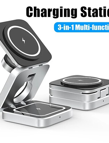 3 i 1 foldbart trådløst opladerstativ dock magnetisk hurtigopladningsstation til ios watch 8 7 bærbart stativ til iphone 14 13